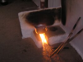 Cooking over wood fire